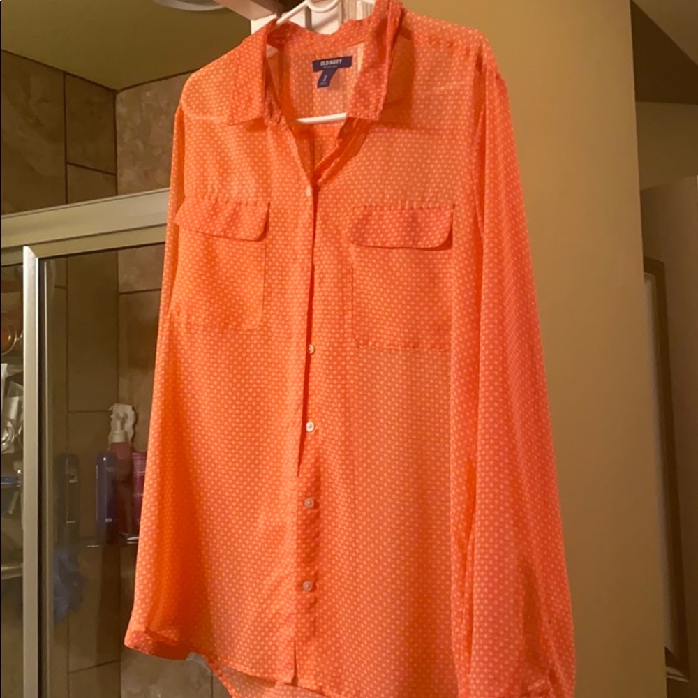 Orange and white blouse